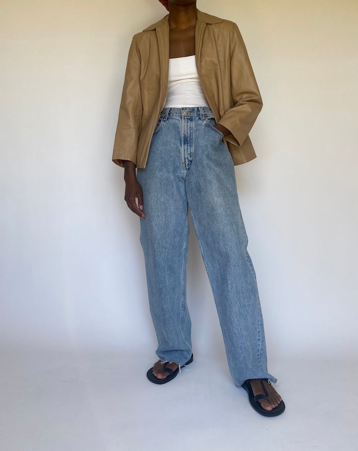 VINTAGE BEIGE LEATHER JACKET 3702