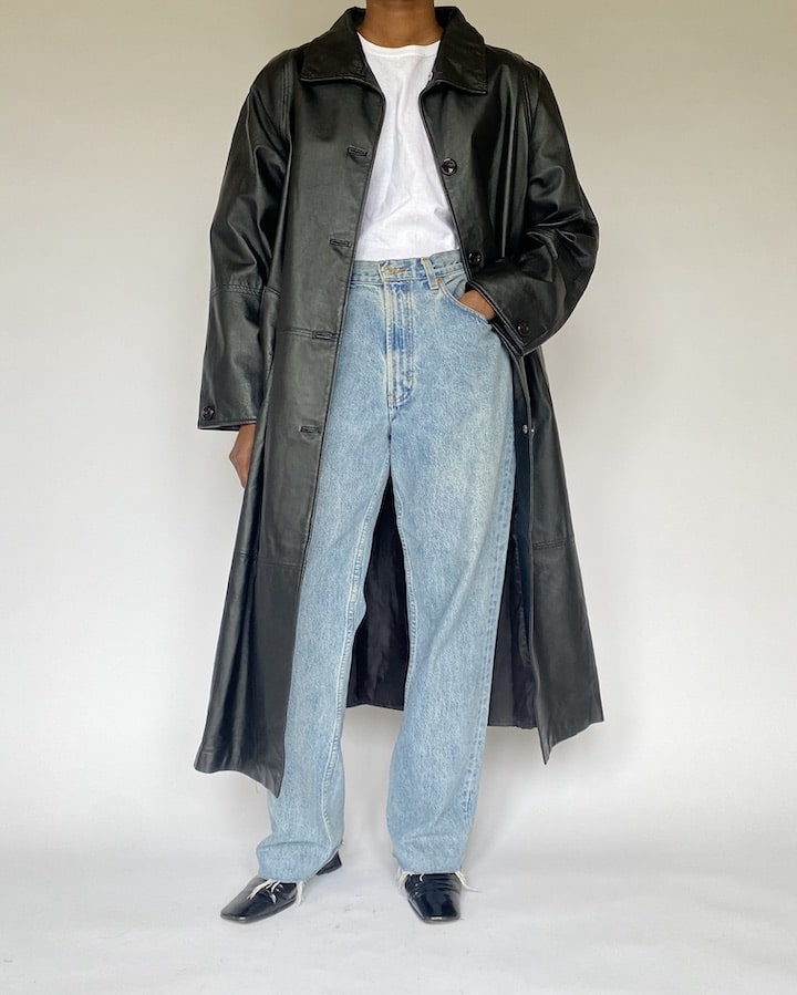 VINTAGE OVERSIZED LONG LEATHER JACKET 4893
