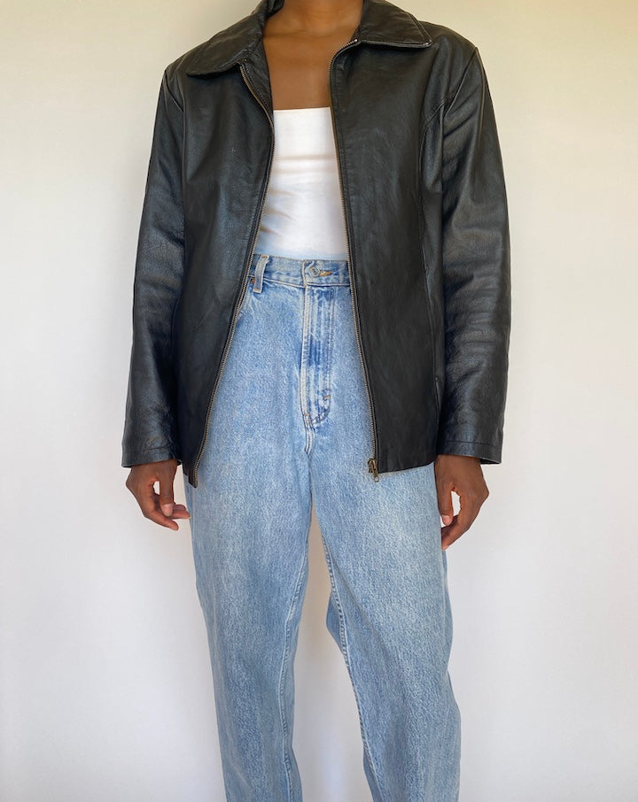 VINTAGE BLACK LEATHER JACKET 3703