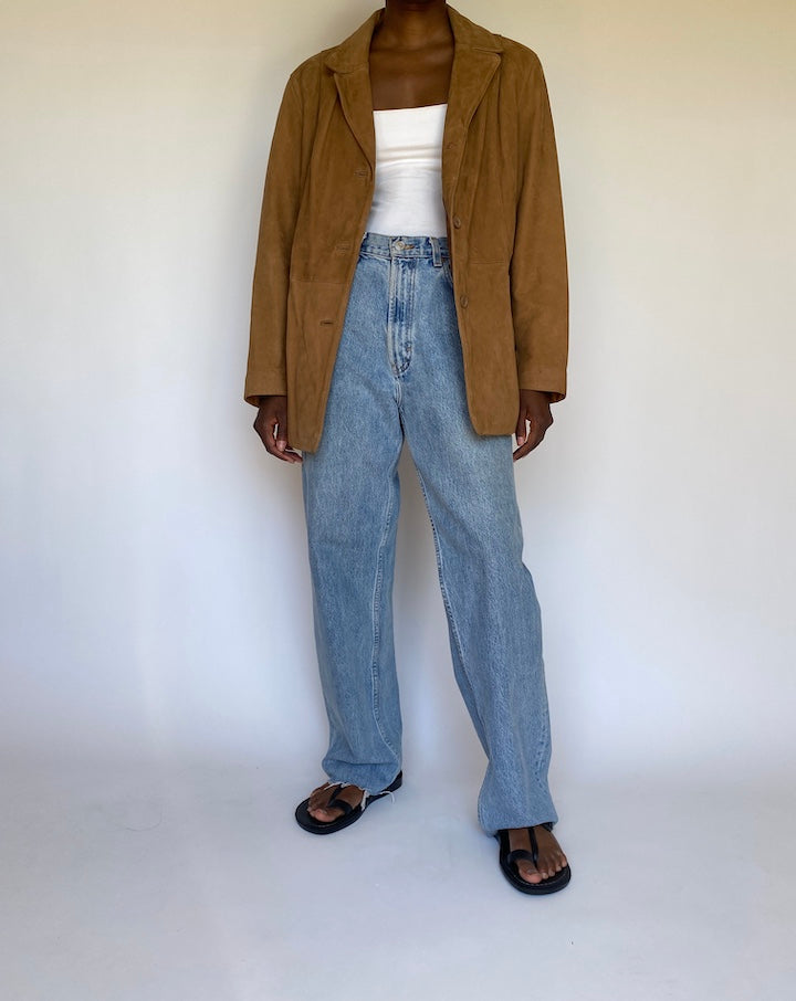 VINTAGE OVERSIZED BROWN LEATHER JACKET 3704