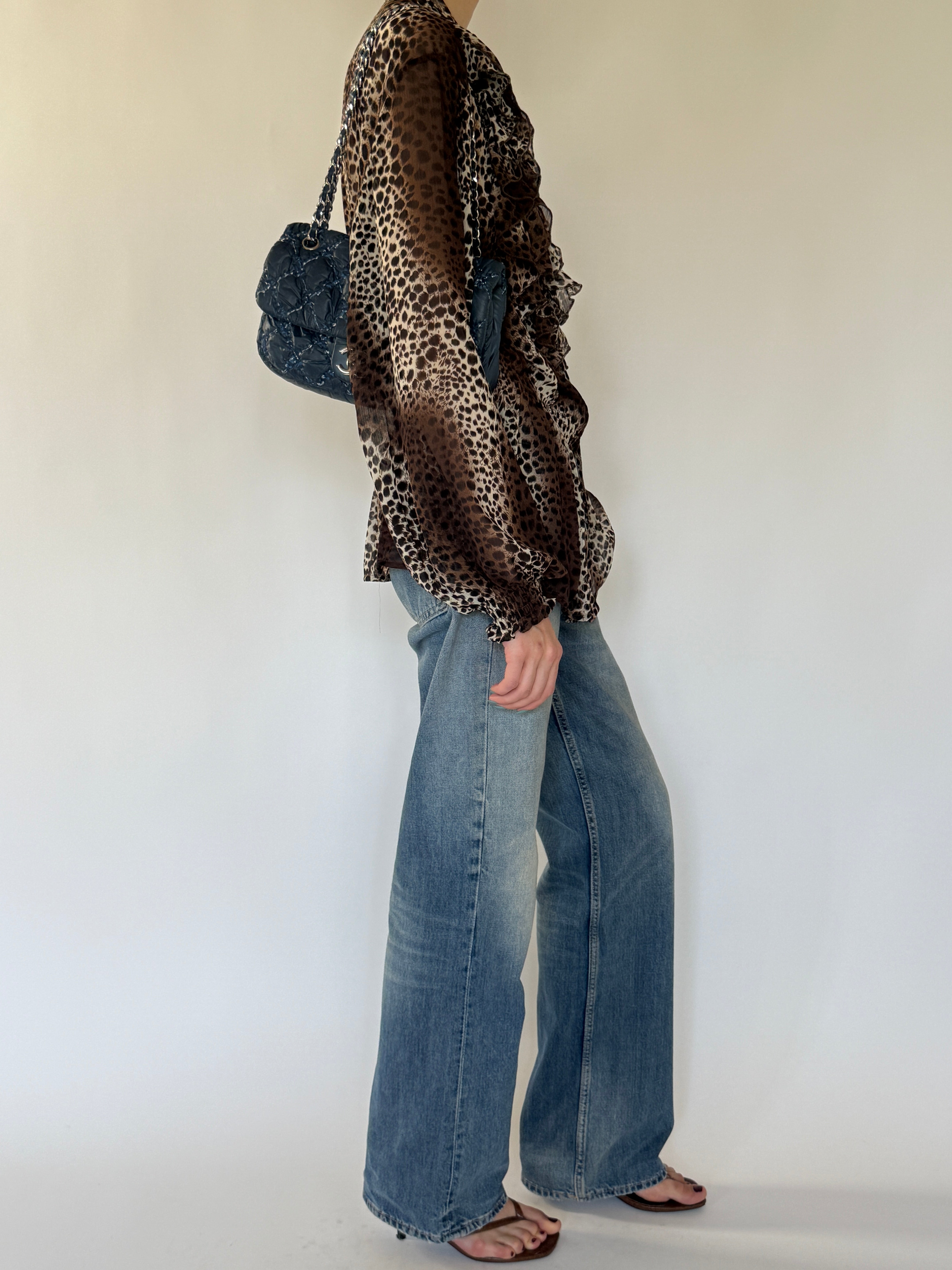 Vintage animal print blouse side view