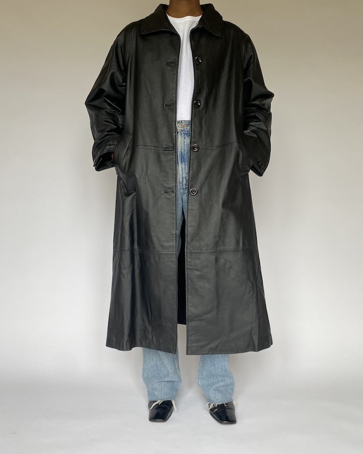 VINTAGE OVERSIZED LONG LEATHER JACKET 4893