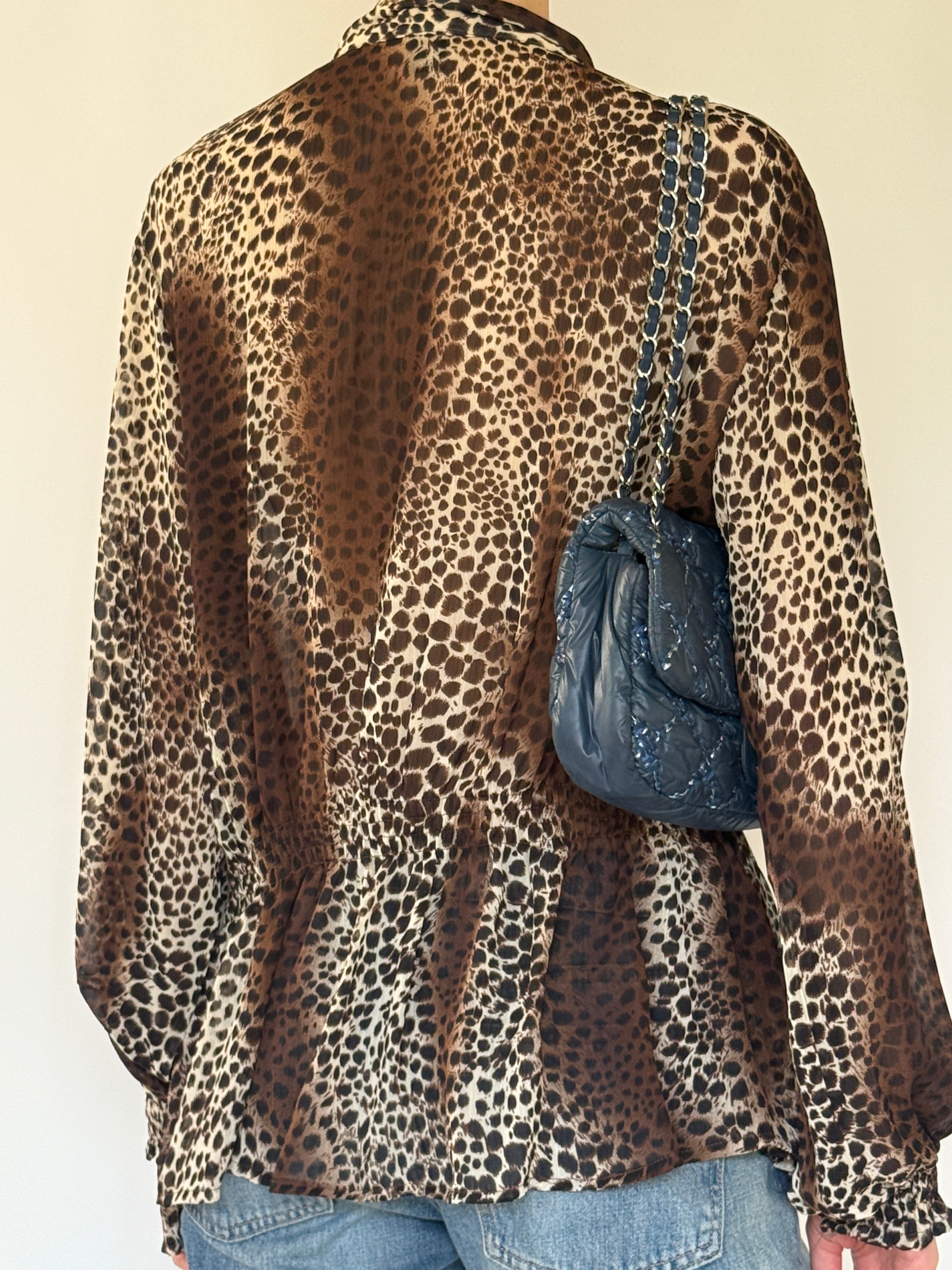 Vintage animal print blouse back view