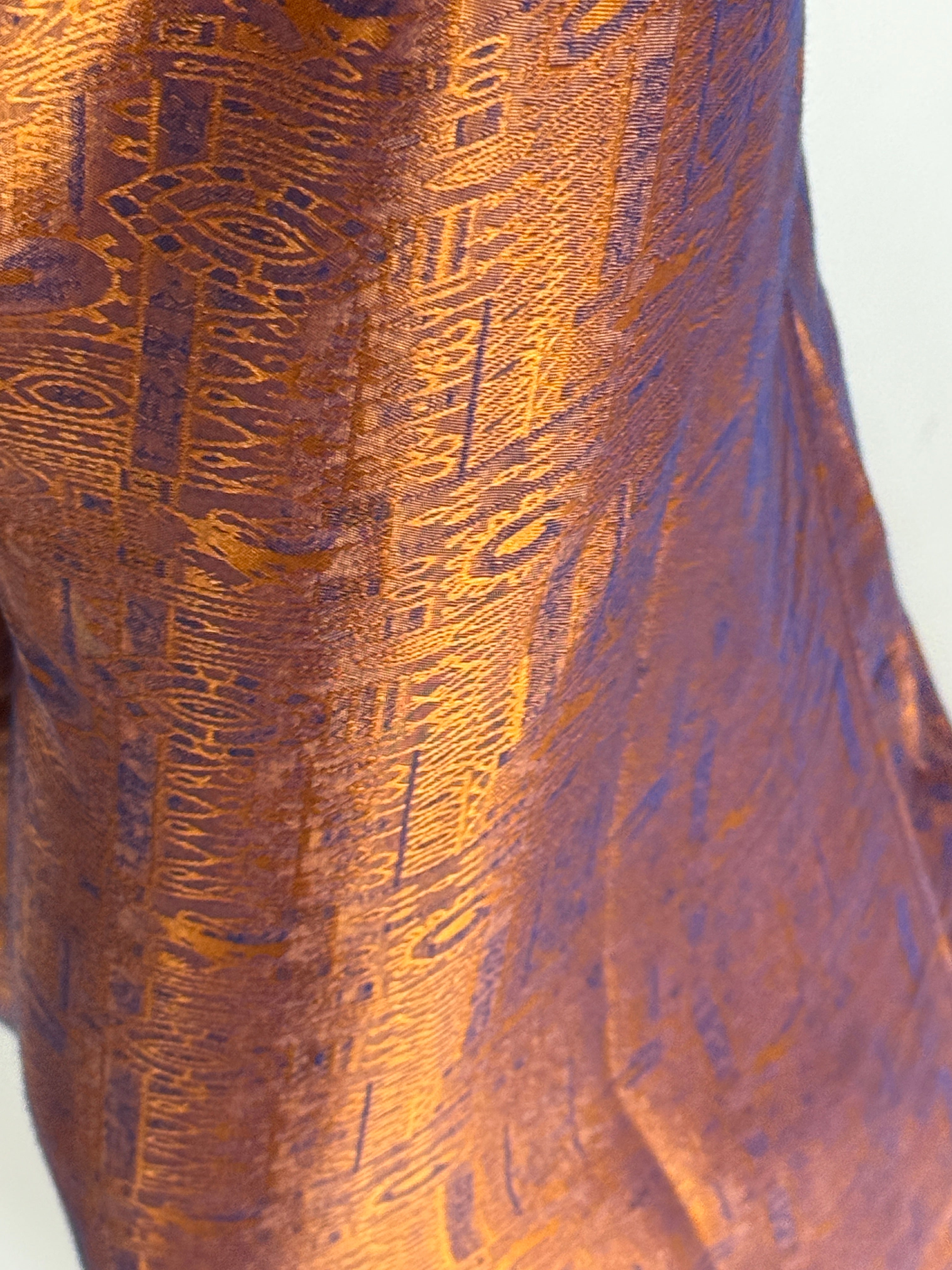 Copper and purple metallic jacquard vintage trousers