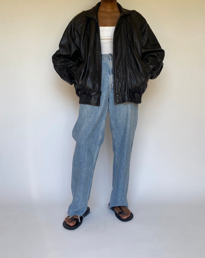 VINTAGE BOXY LEATHER JACKET 3707