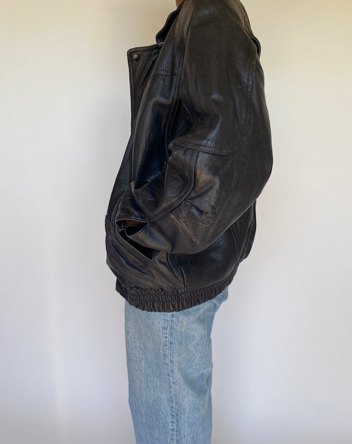 VINTAGE BOXY LEATHER JACKET 3707