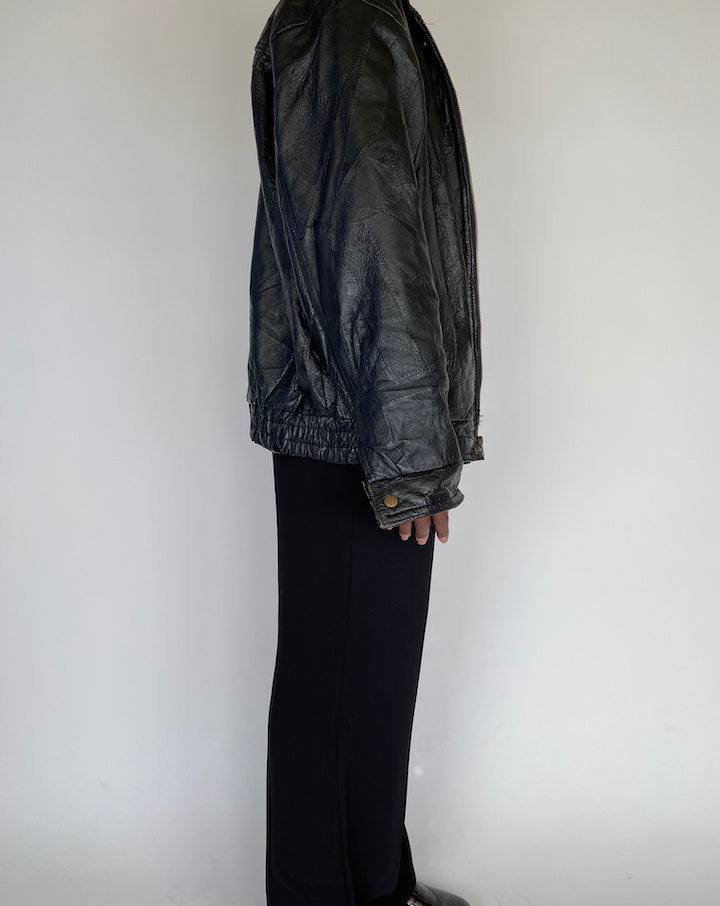 VINTAGE OVERSIZED BLACK LEATHER JACKET 2115