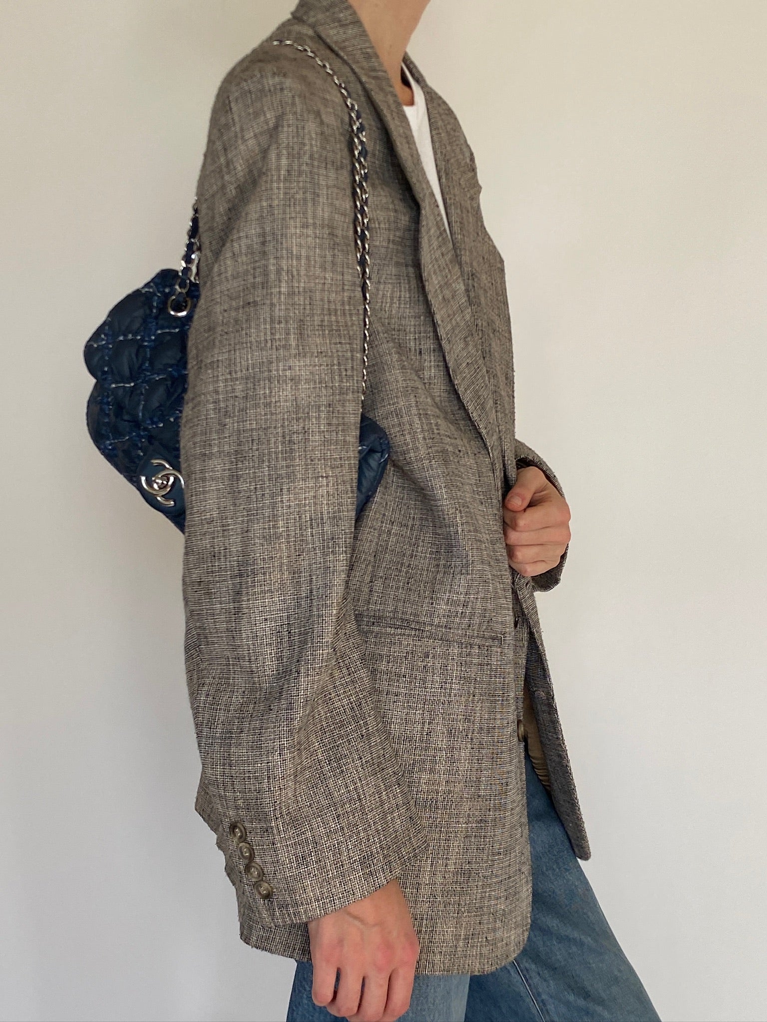 Vintage taupe blazer side view
