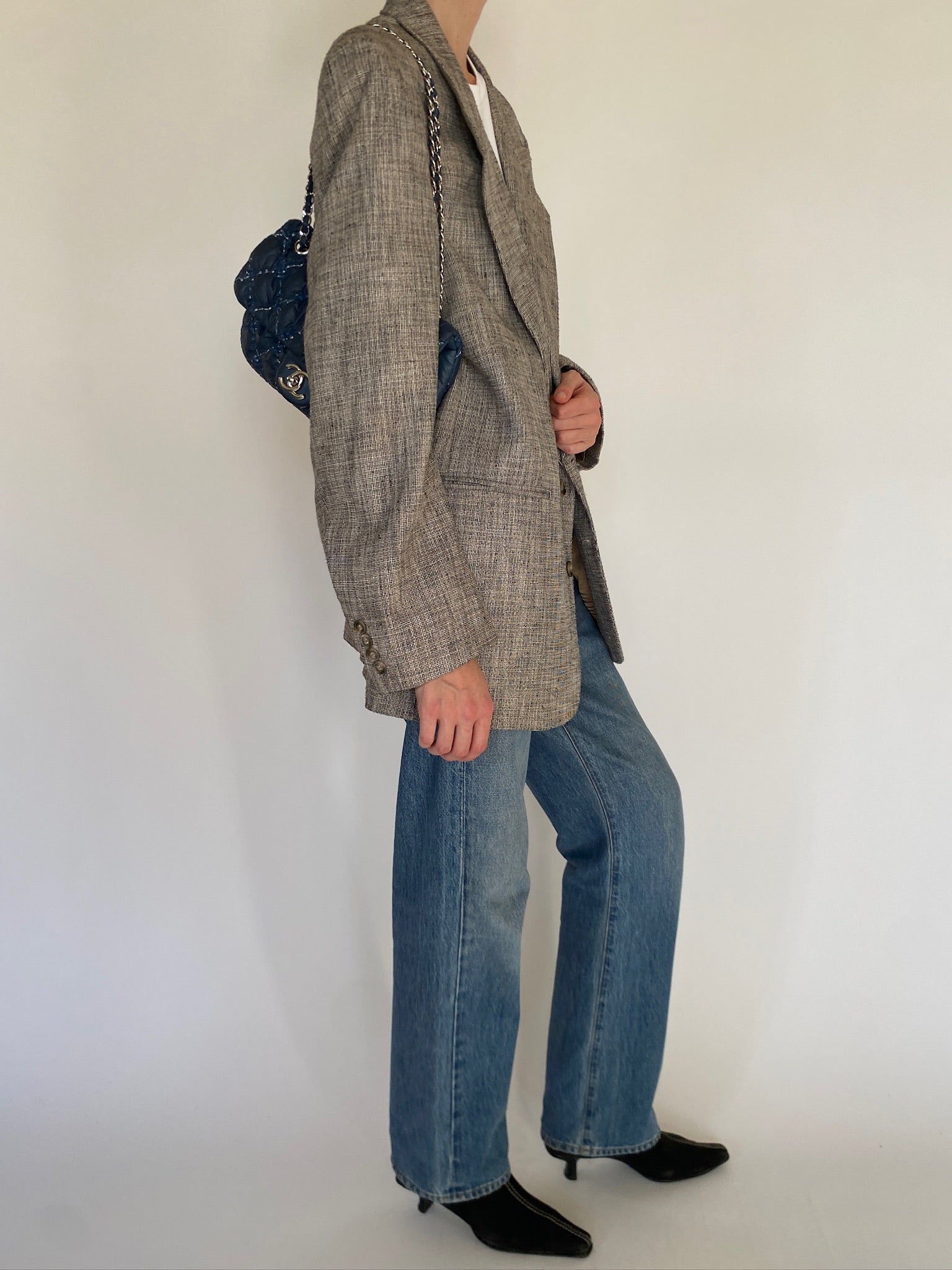 Vintage taupe blazer side view