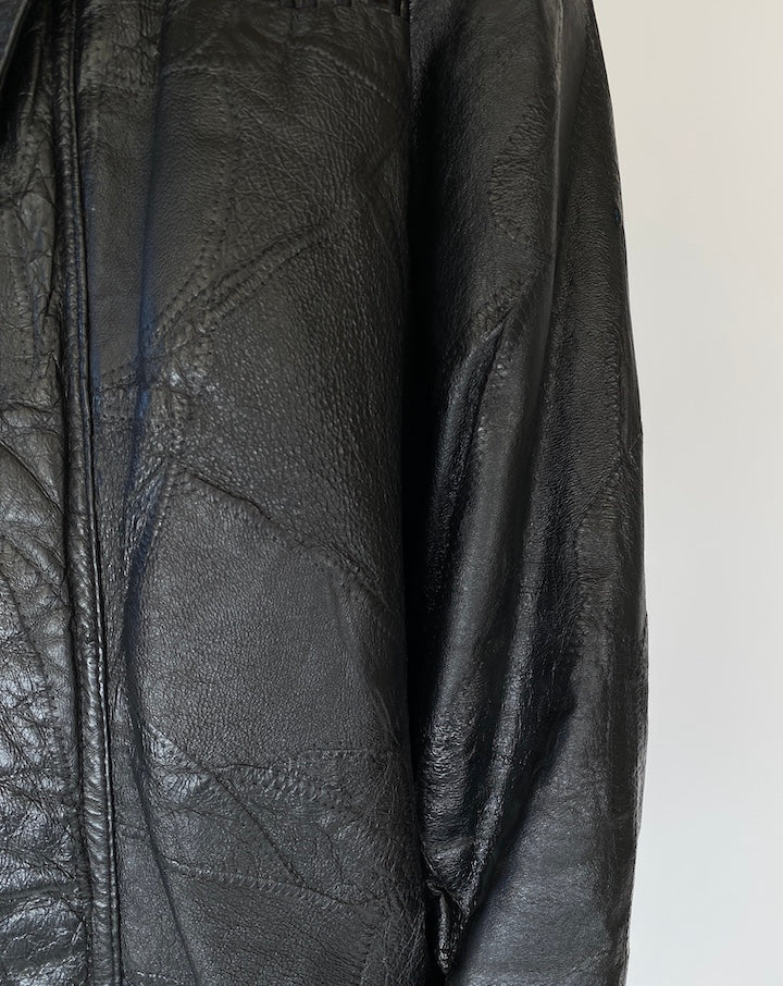 VINTAGE OVERSIZED BLACK LEATHER JACKET 2115