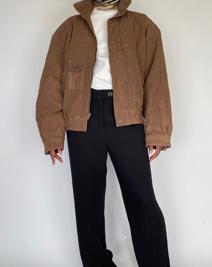 VINTAGE OVERSIZED BROWN LEATHER JACKET 2116