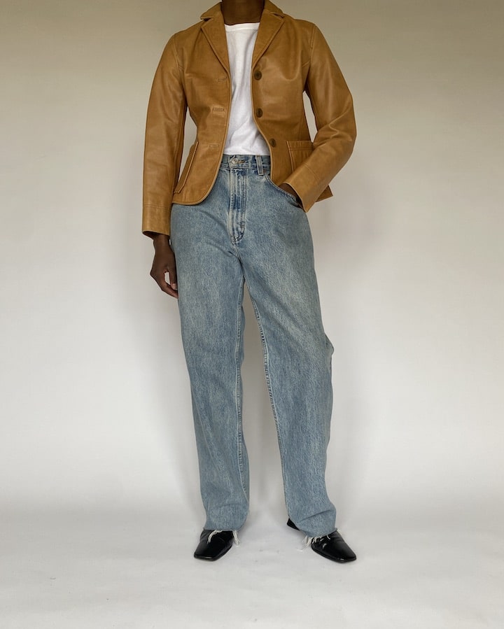 VINTAGE BEIGE LEATHER JACKET 4896