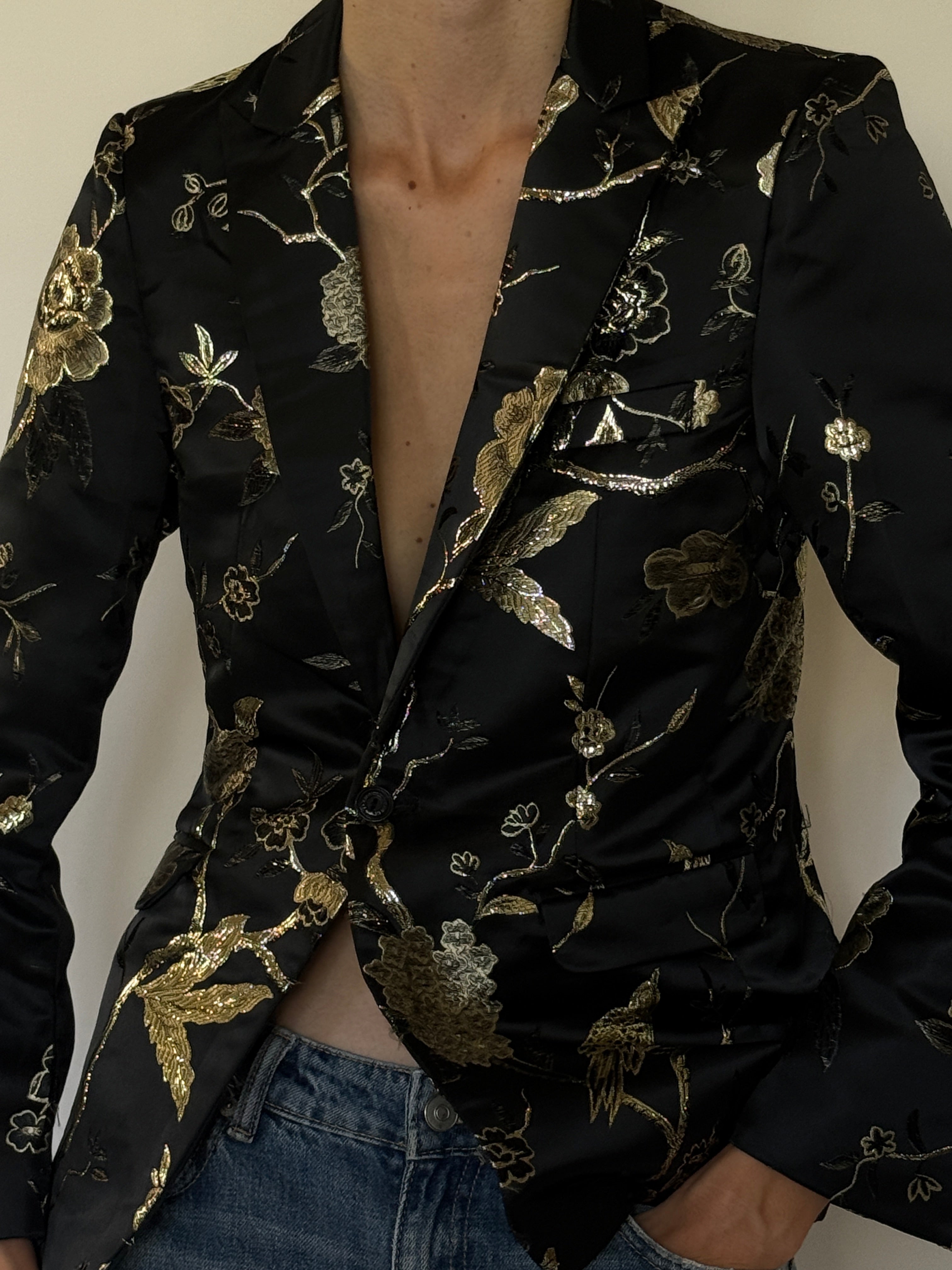 Vintage Embroidered Blazer Black 7384