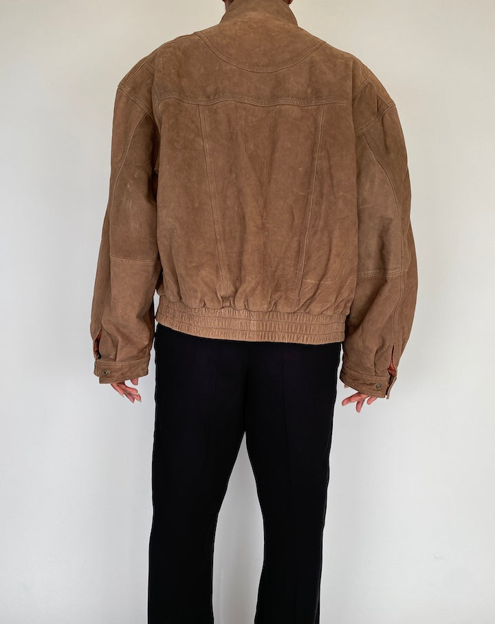 VINTAGE OVERSIZED BROWN LEATHER JACKET 2116