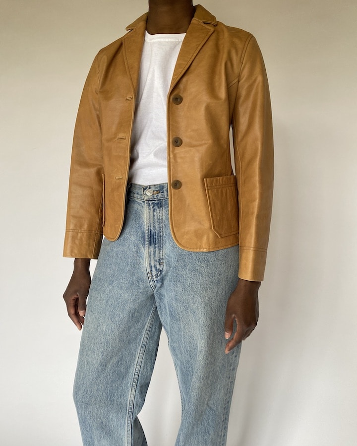 VINTAGE BEIGE LEATHER JACKET 4896