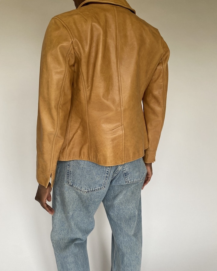 VINTAGE BEIGE LEATHER JACKET 4896