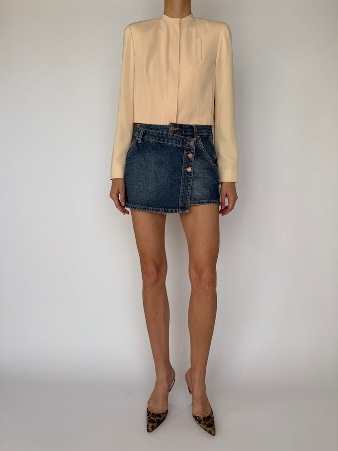 Tailored cropped blazer soft peach 6029