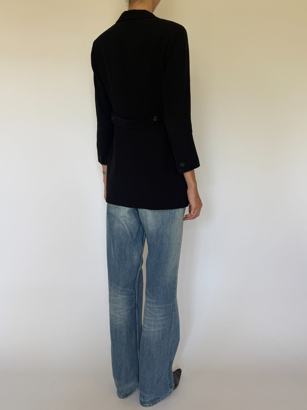 Vintage fitted blazer black back view