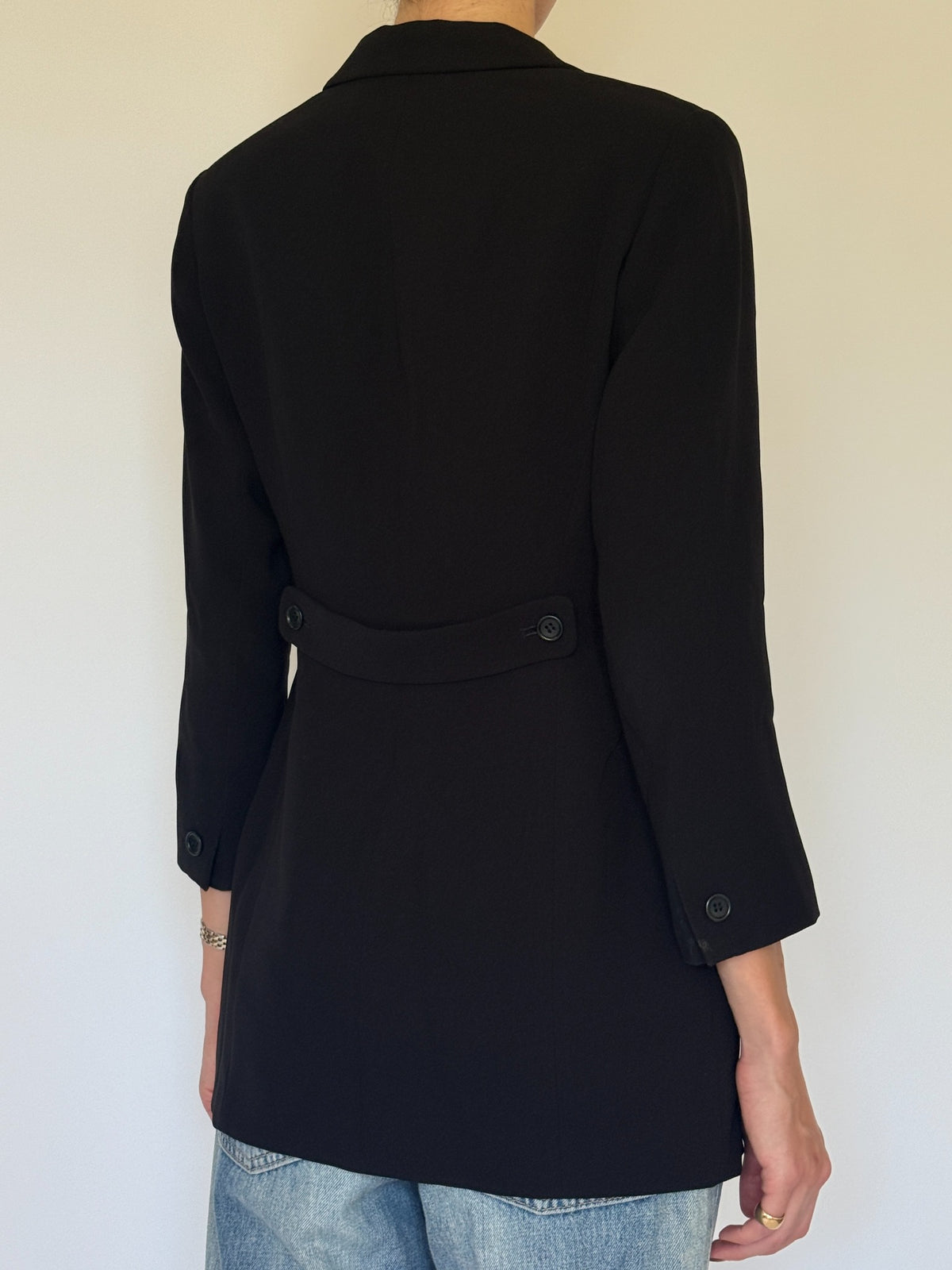 Vintage fitted blazer black back waist tab detail