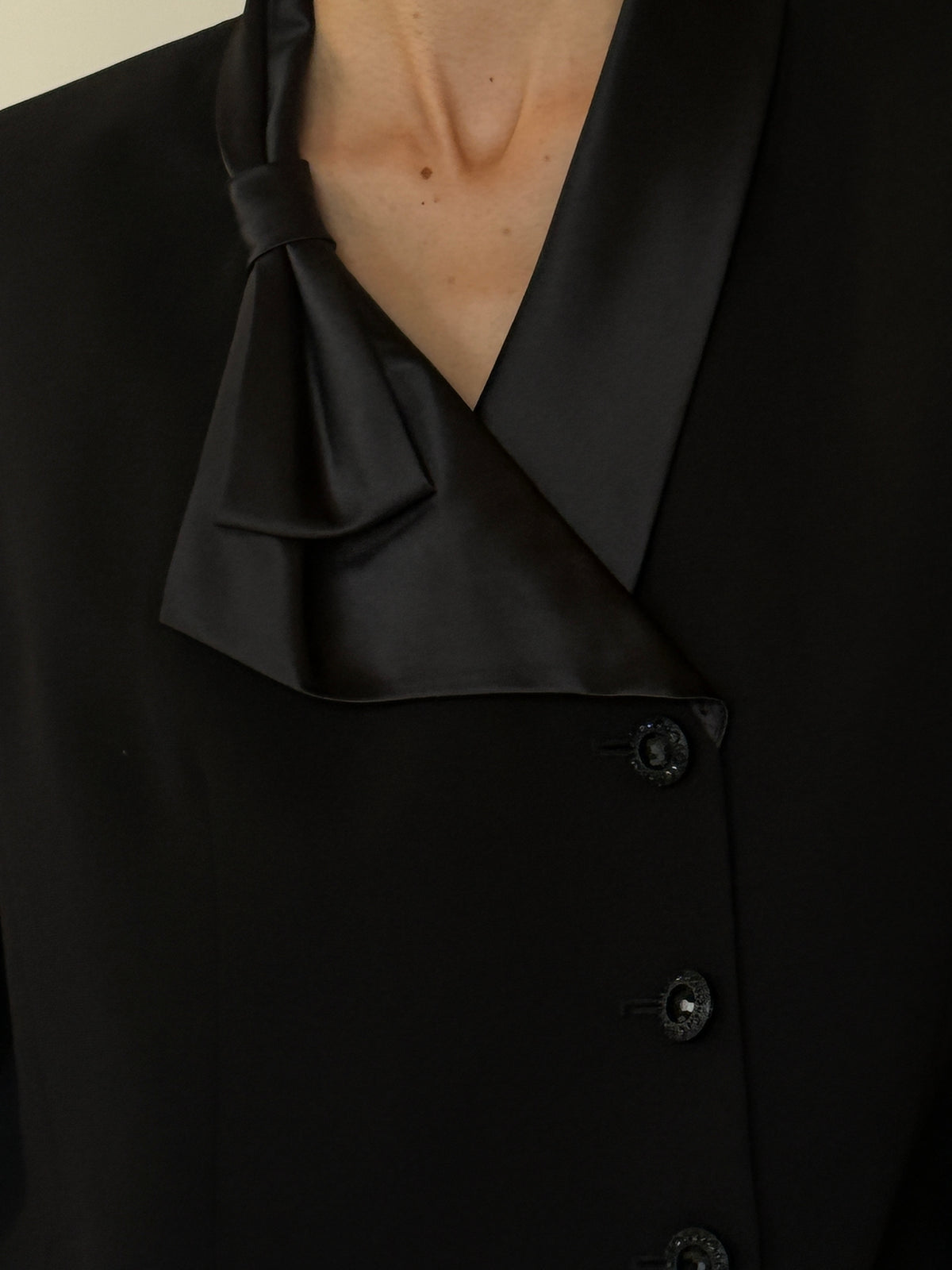Vintage Satin Collar Blazer Black 7525
