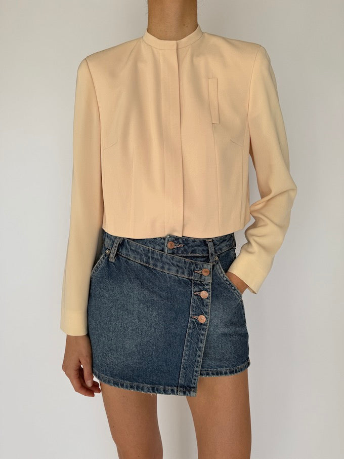 Tailored cropped blazer soft peach 6029