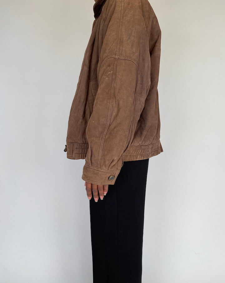 VINTAGE OVERSIZED BROWN LEATHER JACKET 2119