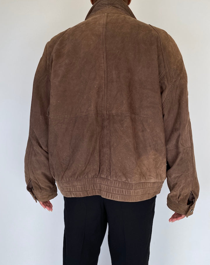 VINTAGE OVERSIZED BROWN LEATHER JACKET 2119