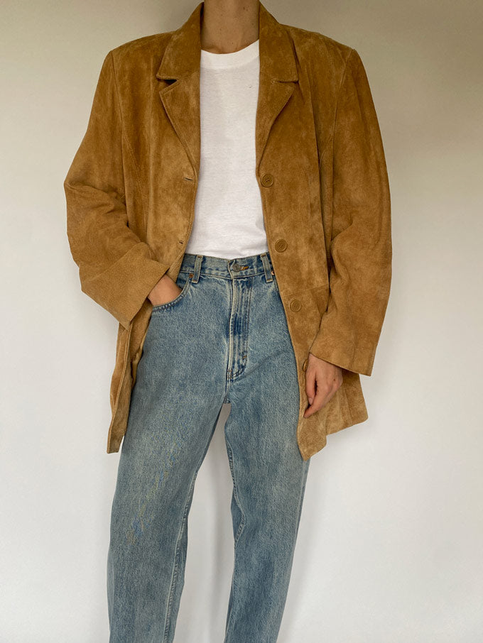 Vintage suede leather jacket in camel 5499