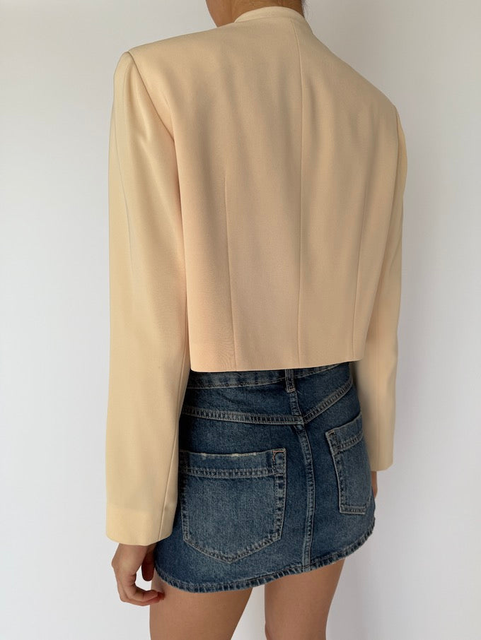 Tailored cropped blazer soft peach 6029