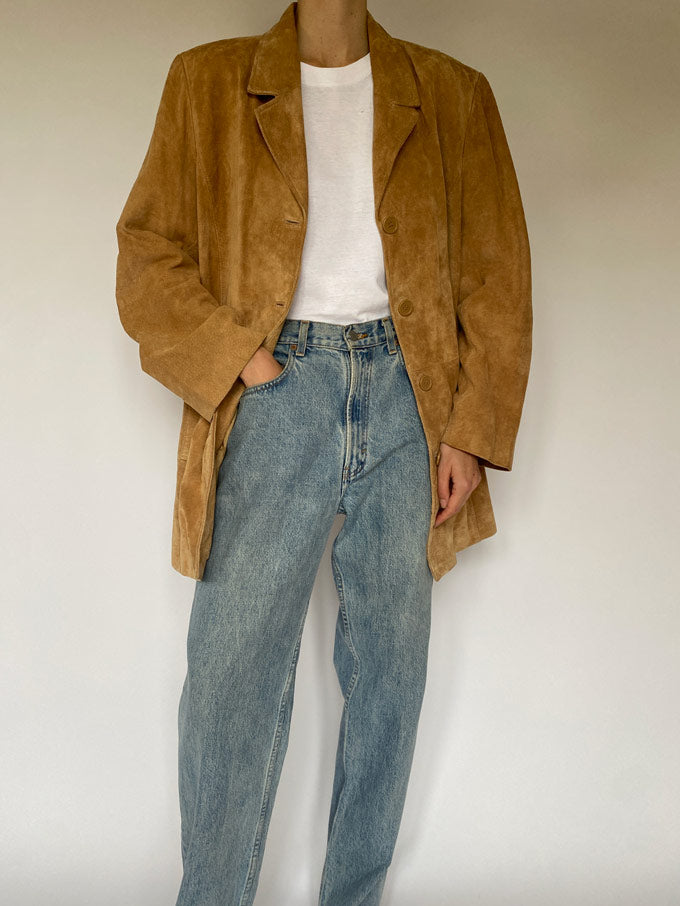 Vintage suede leather jacket in camel 5499
