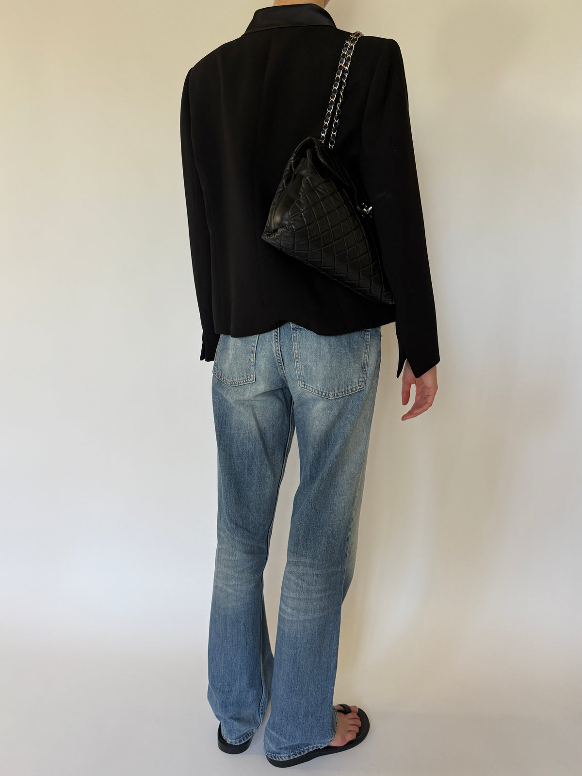 Vintage Satin Collar Blazer Black 7525