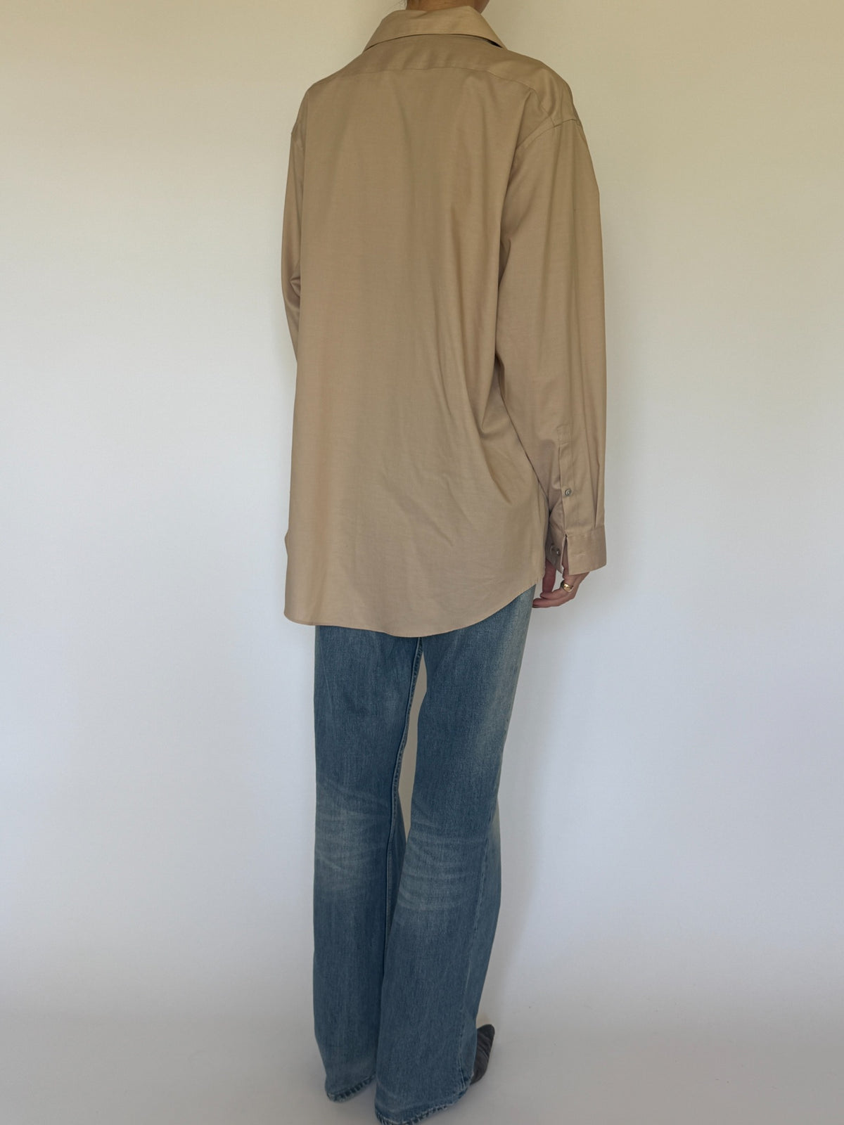 Vintage beige oversized shirt back view