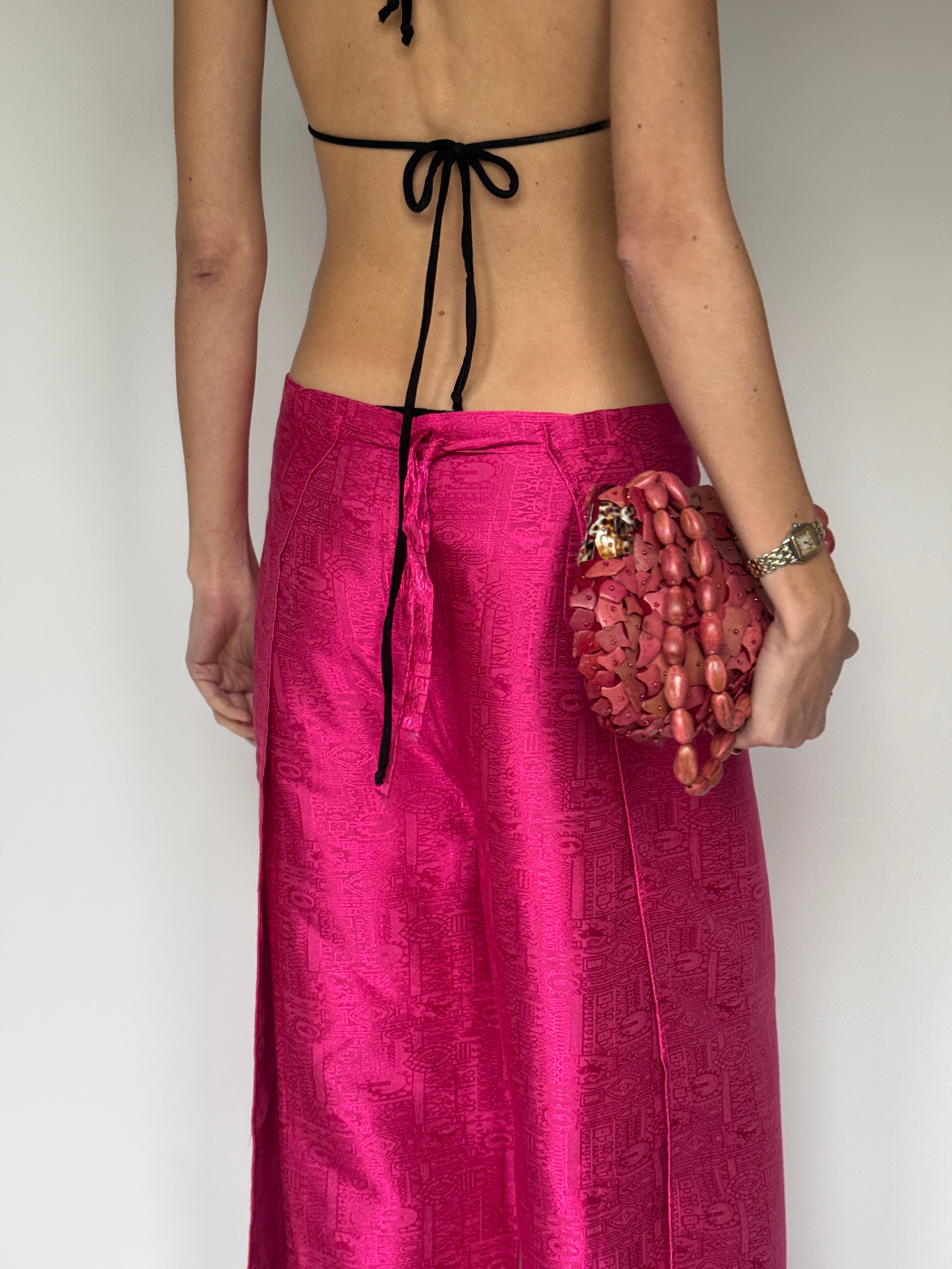 Vintage pink wrap pants, wide leg fit