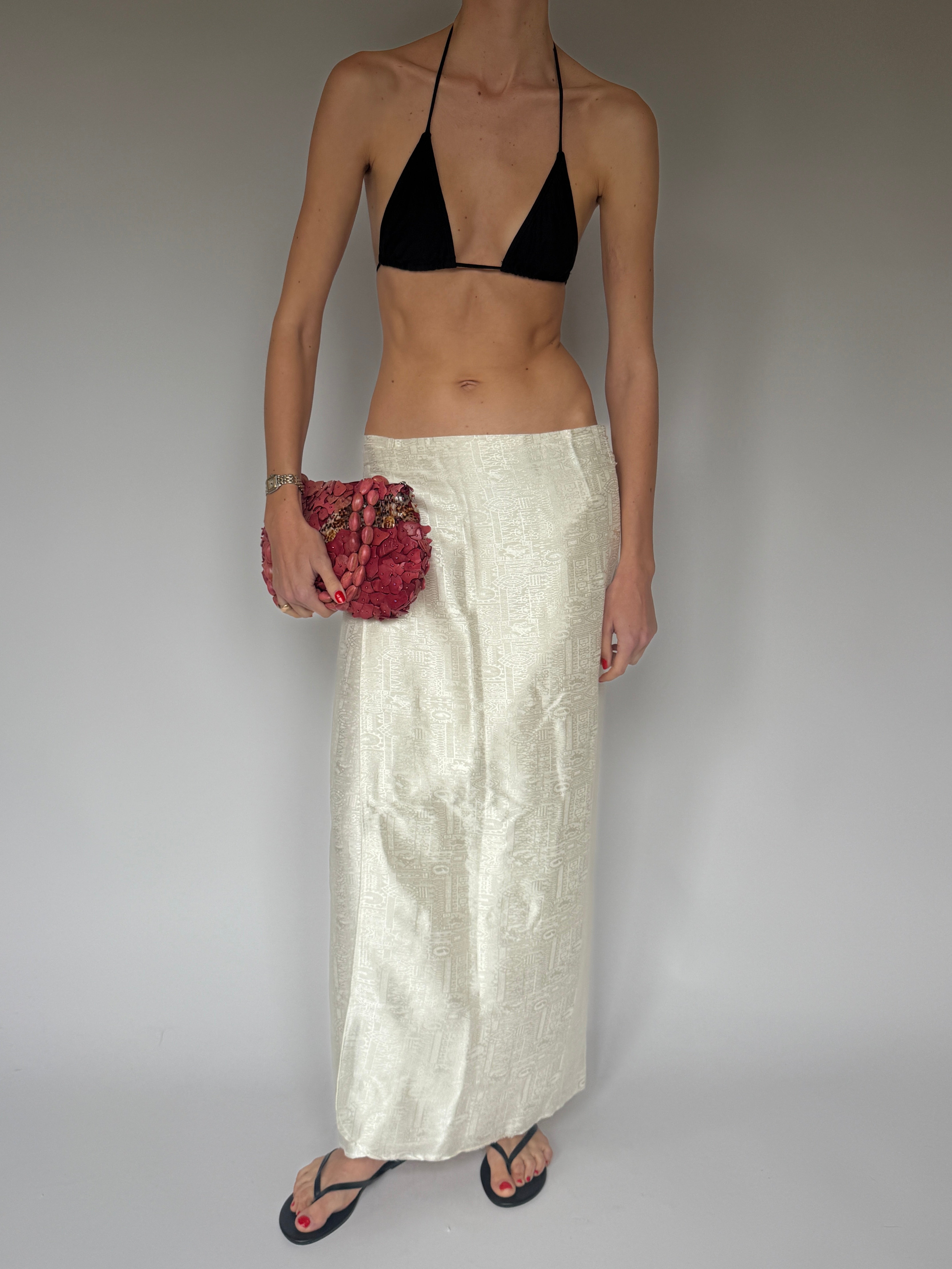 Vintage Jacquard rap Skirt Cream 7100