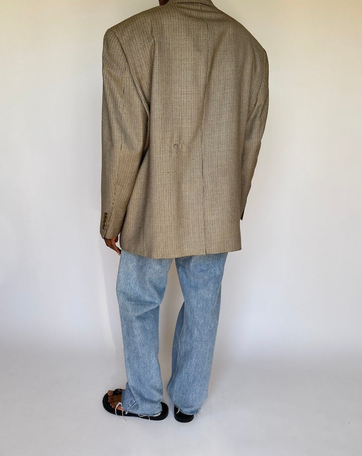 VINTAGE BEIGE HOUNDSTOOTH BLAZER 3715