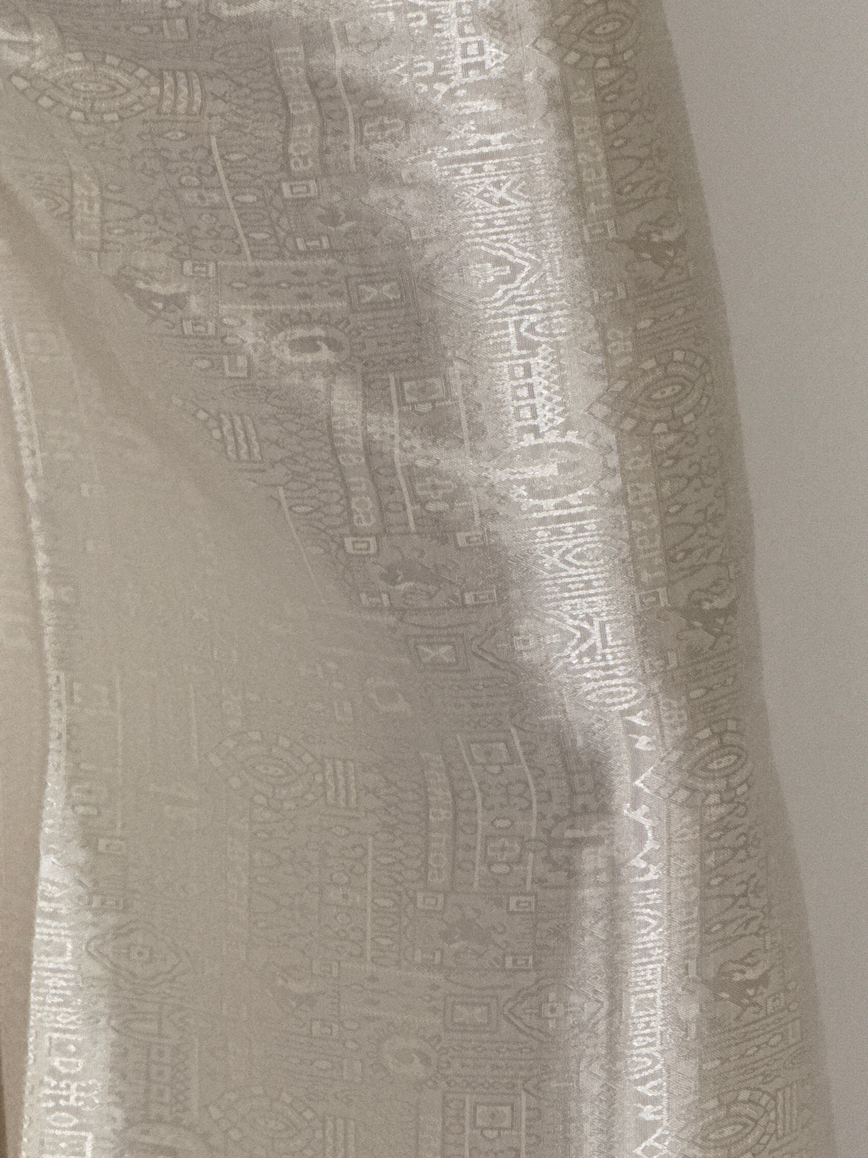 Vintage ivory jacquard wrap trousers texture detail