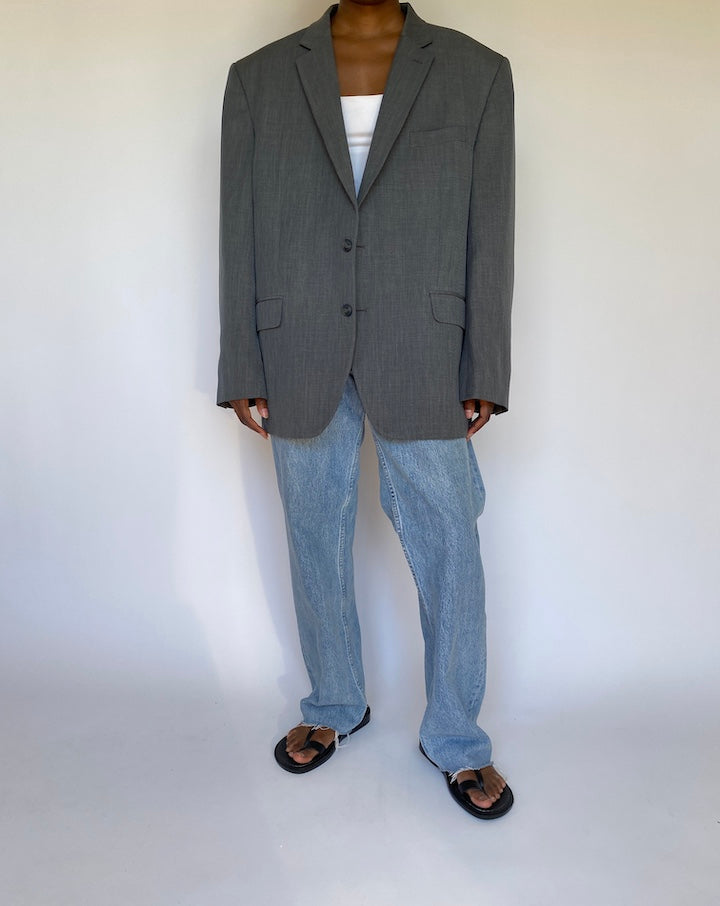 VINTAGE OVERSIZED GREY SINGLE BREASTED BLAZER 3716