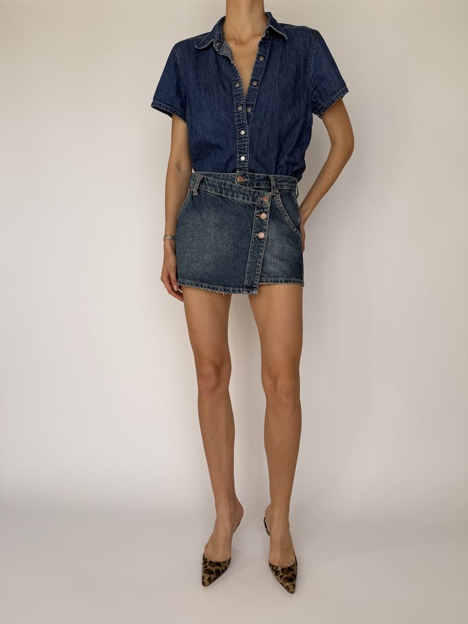 VINTAGE TOMMY HILFIGER SHORT SLEEVE DENIM TOP 6023