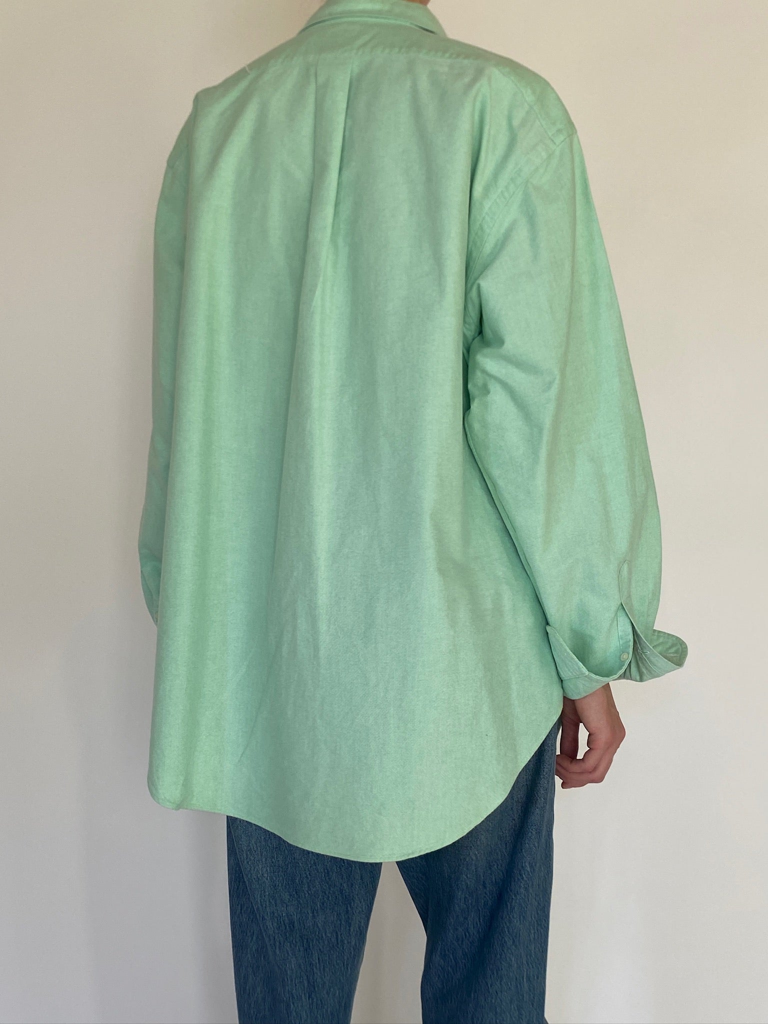 Vintage Ralph Lauren mint green cotton shirt back view