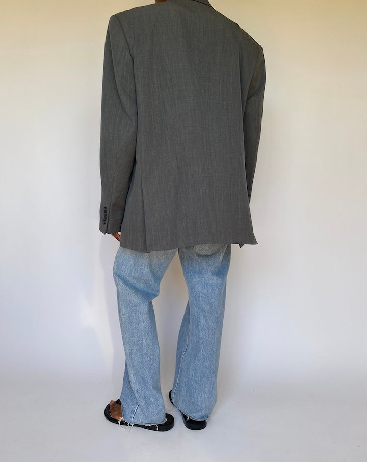 VINTAGE OVERSIZED GREY SINGLE BREASTED BLAZER 3716