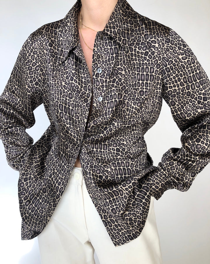 VINTAGE ANIMAL PRINTED SILK TOP 249