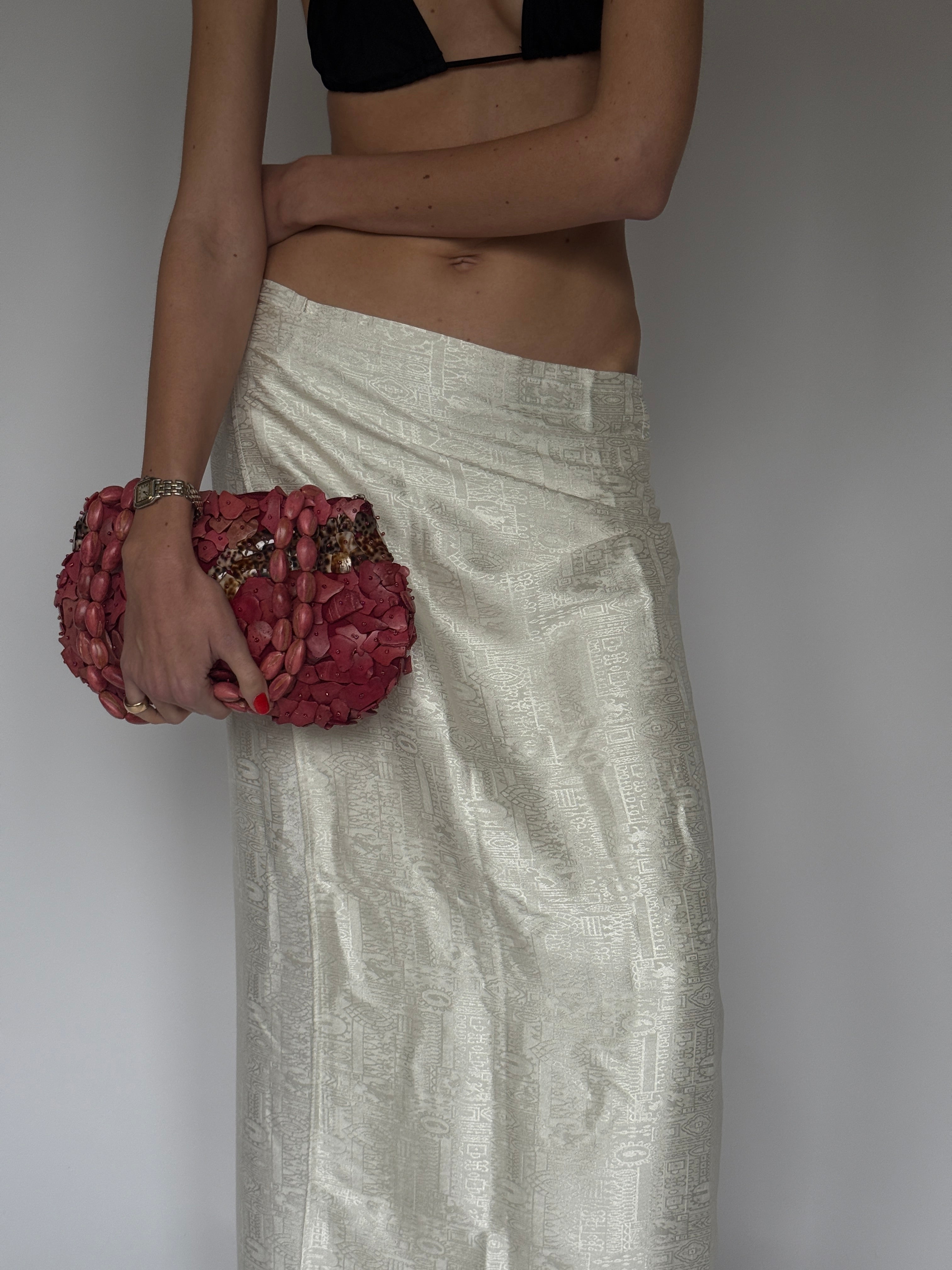 Vintage Jacquard rap Skirt Cream 7100