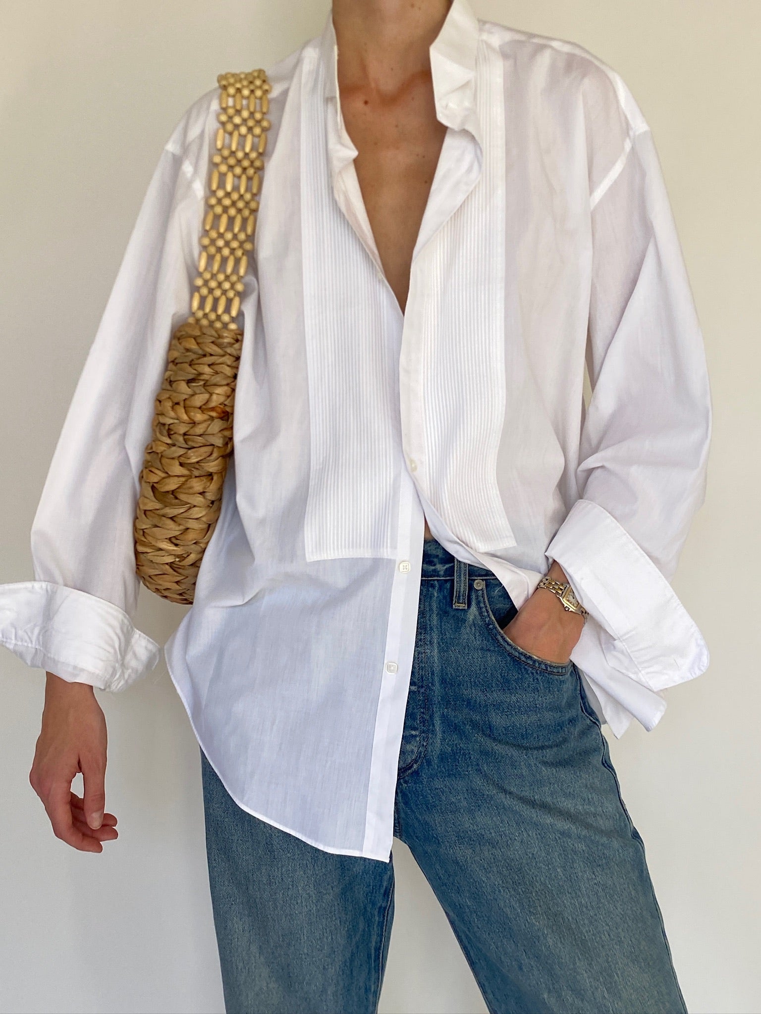 Vintage white tuxedo shirt front view