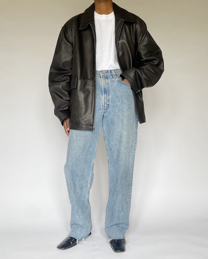 VINTAGE OVERSIZED LETHER BOMBER JACKET 4908