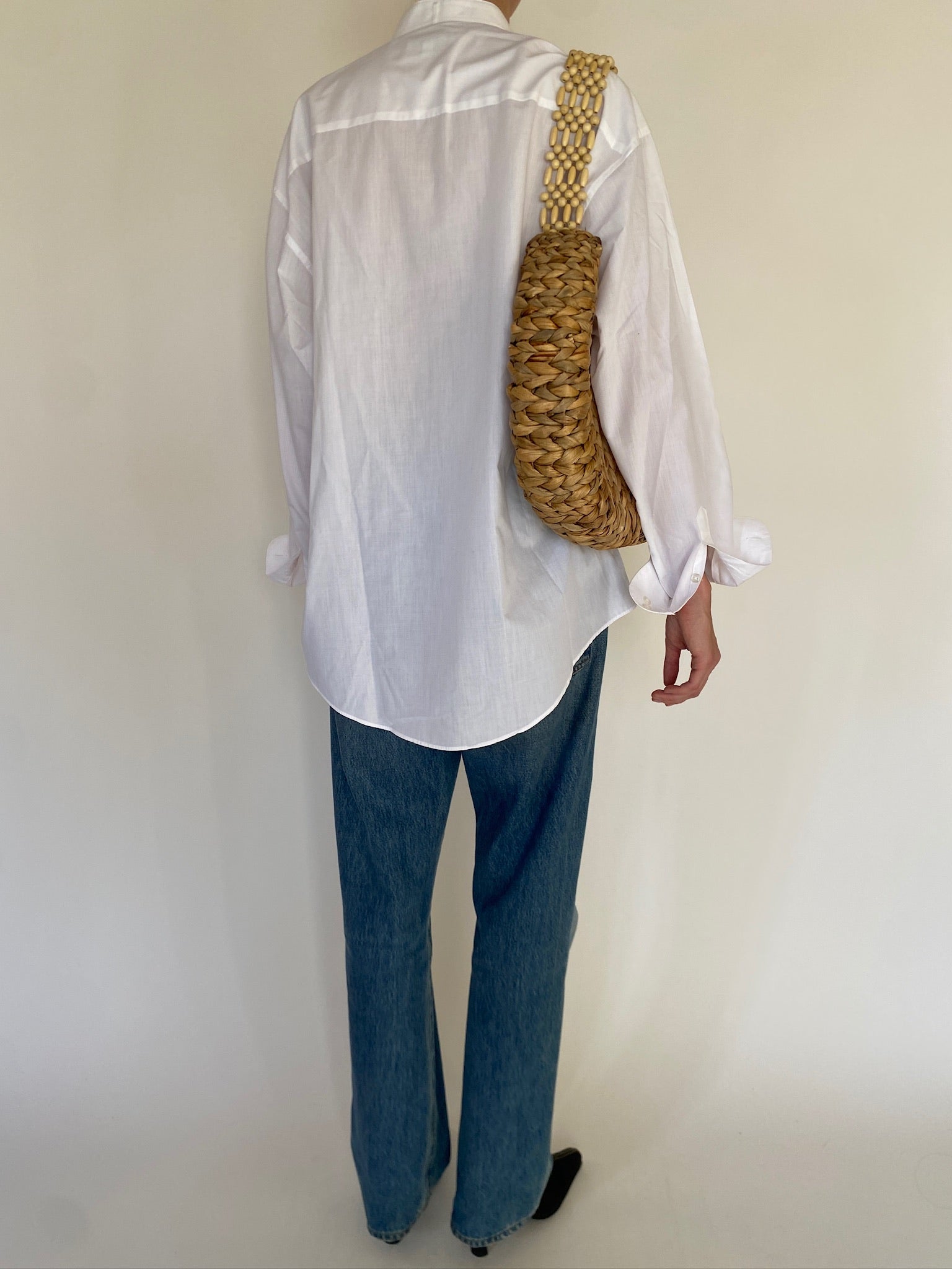 Vintage white tuxedo shirt back view