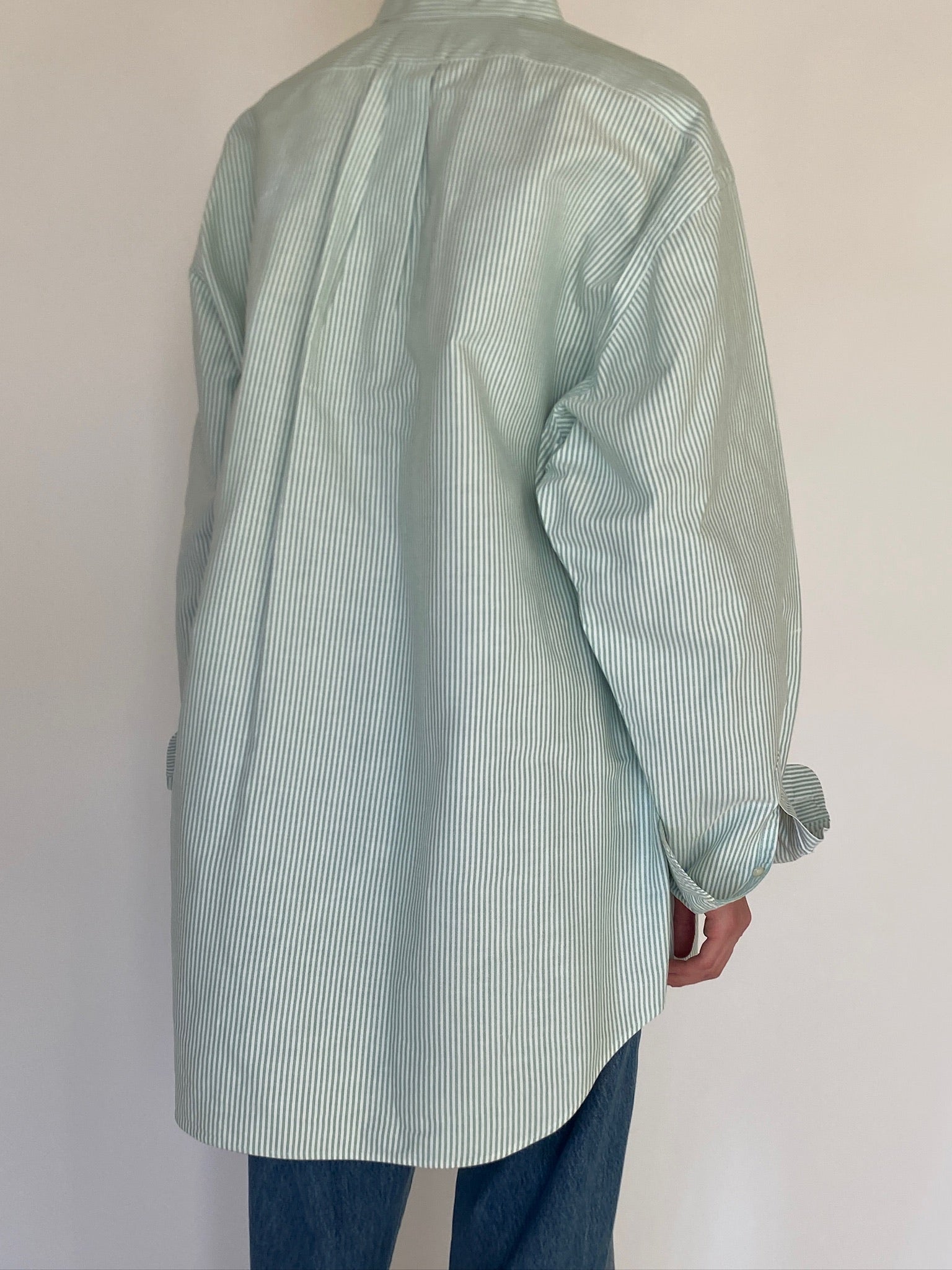 Vintage Ralph Lauren Striped Structured Shirt Green 7536