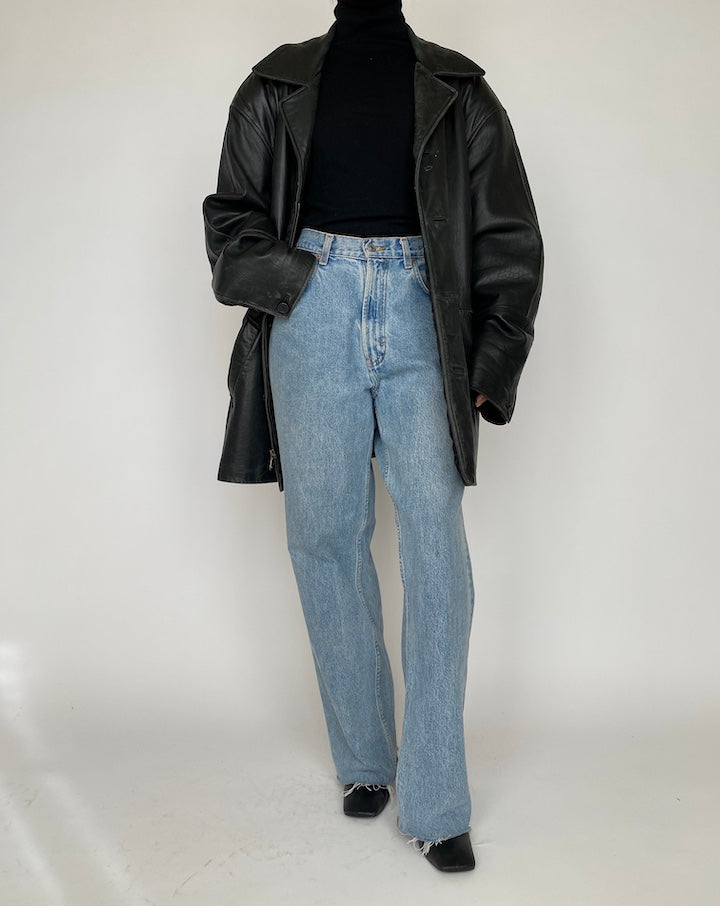 VINTAGE OVERSIZED BLACK LEATHER JACKET 4174