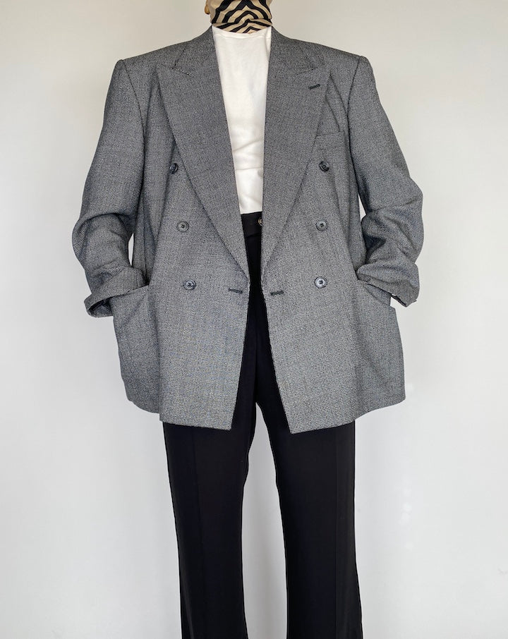 VINTAGE GREY DOUBLE BREASTED BLAZER 2128