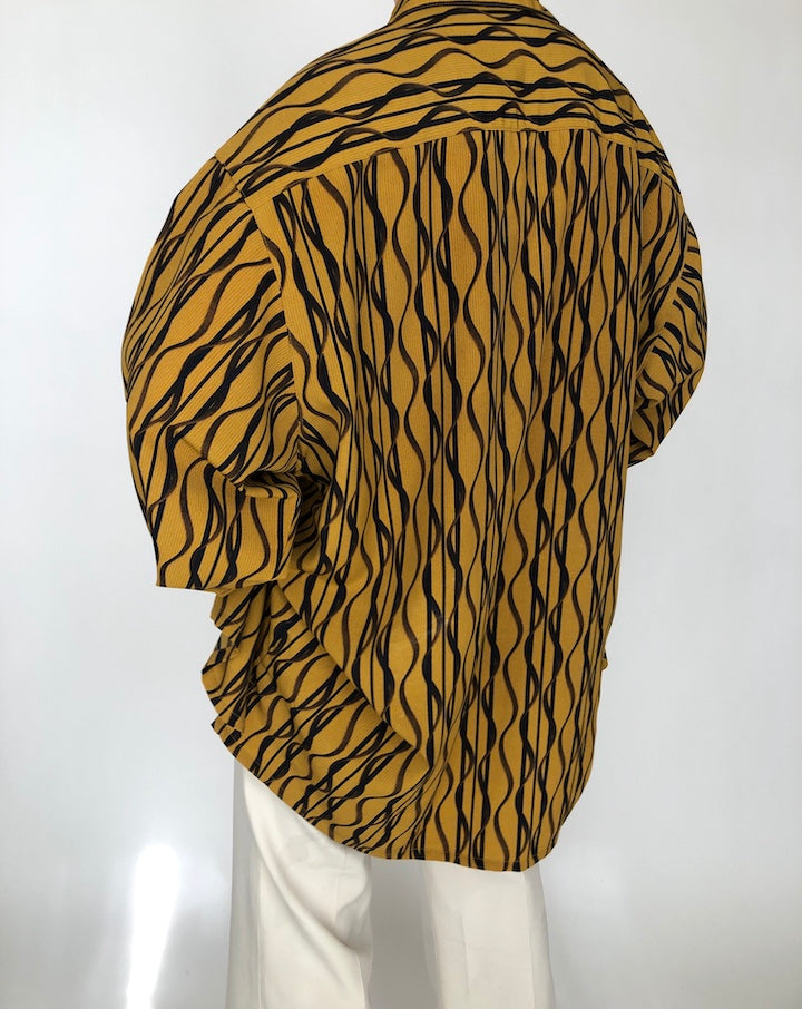 VINTAGE OVERSIZED MUSTARD/BLACK BLOUSE 252
