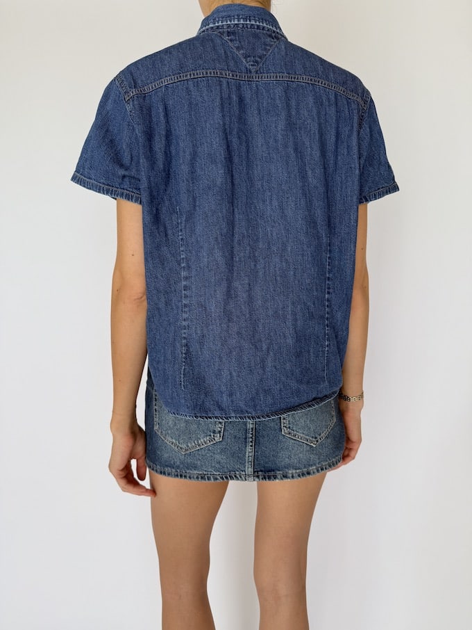 VINTAGE TOMMY HILFIGER SHORT SLEEVE DENIM TOP 6023